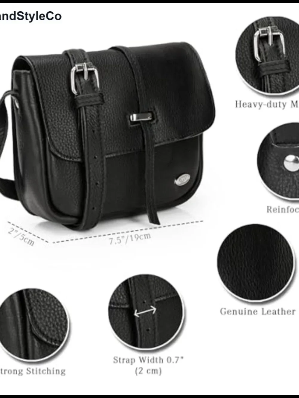 Genuine Leather Crossbody Bag for Women with Adjustable Strap